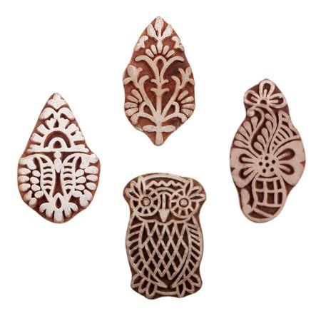 Set of 4 Piece New Mix Wooden Printing Blocks